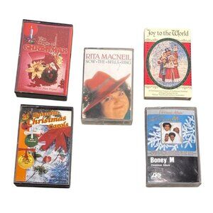 Set Of 5 Vintage Christmas Cassette Tapes Featuring Rita MacNeil Boney M & More